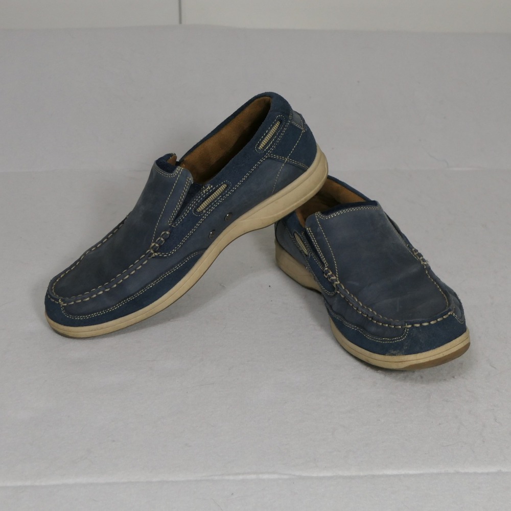 Florsheim Men Slip On 10.5M Blue Leather Suede Loafer 13158-401 Nautical Coastal